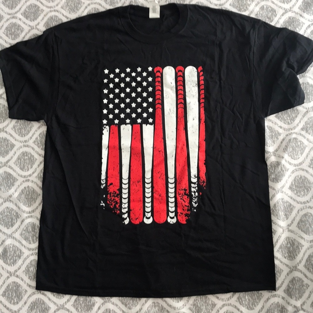 XL short sleeved baseball flag shirt